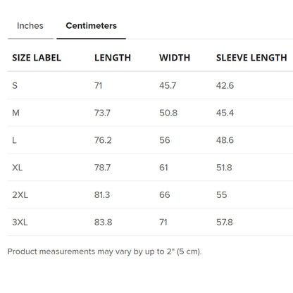 Centimeters of product measurement for unisex SPARS Logomark Basic T-shirt