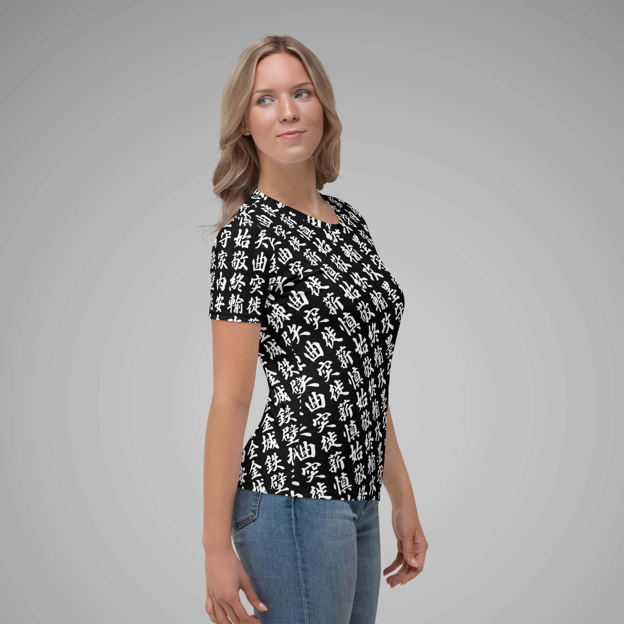 Women's Crew Neck Tee - TOO MUCH KANJI