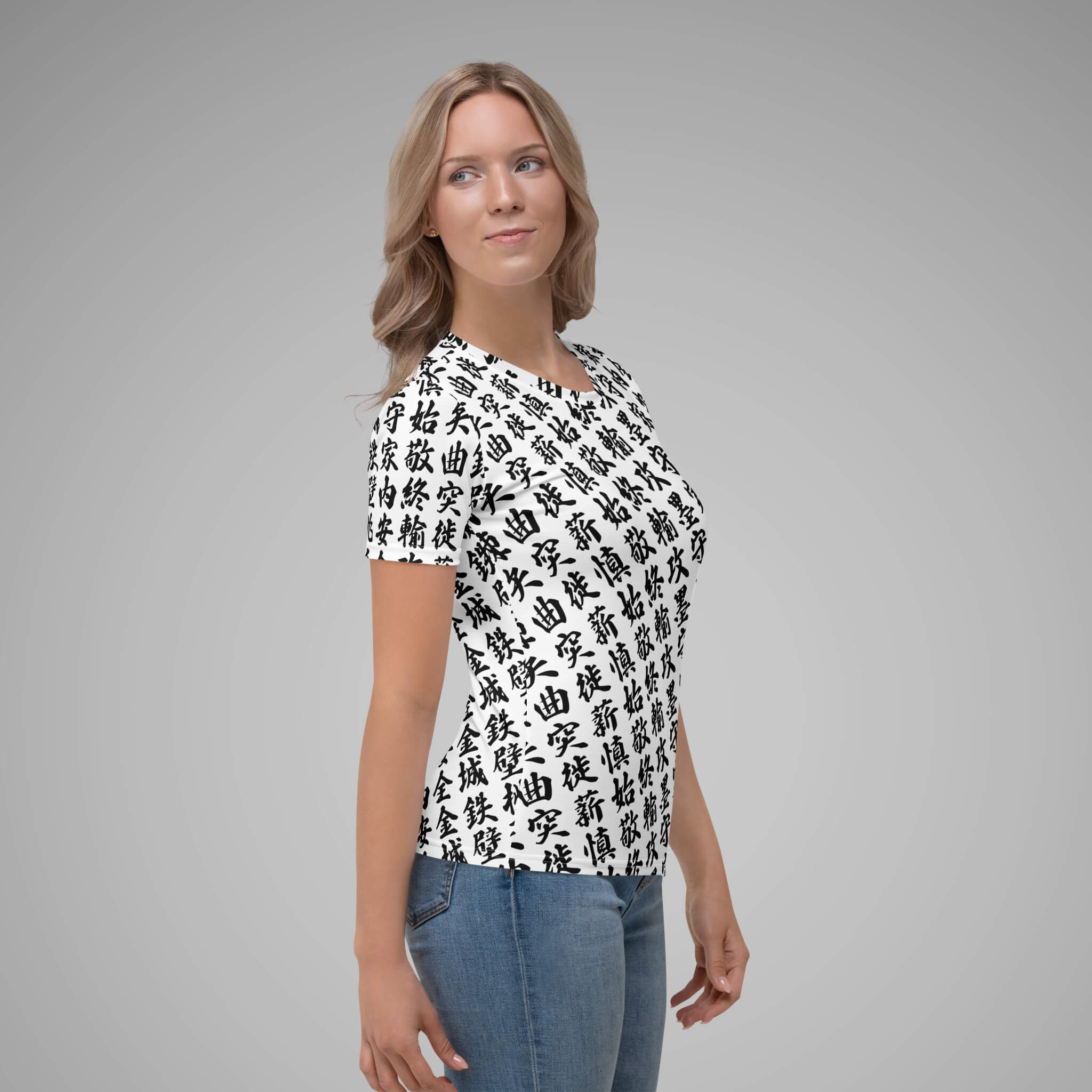 Women's Crew Neck Tee - TOO MUCH KANJI