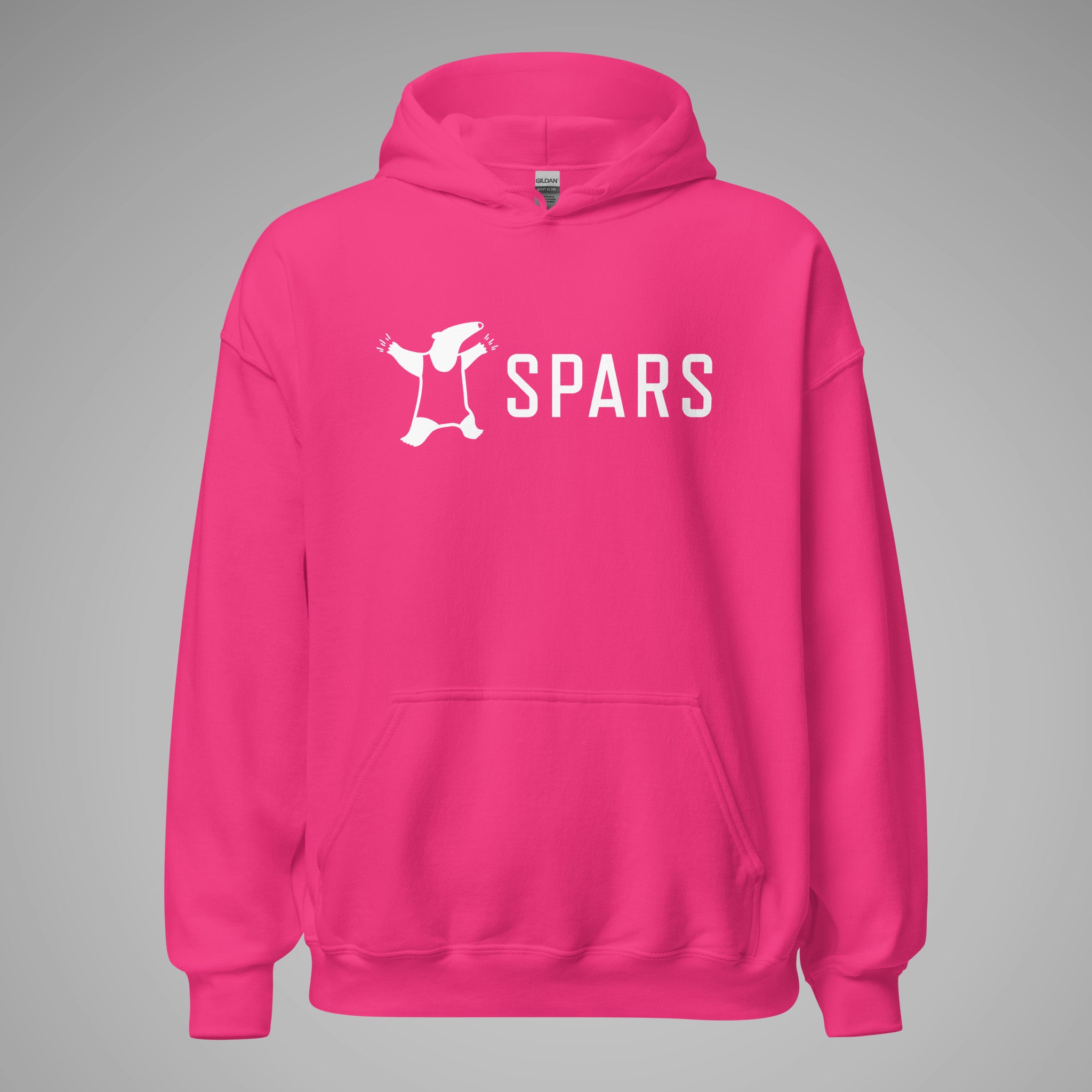 Basic Hoodie SPARS Logo Heliconia  front view 1
