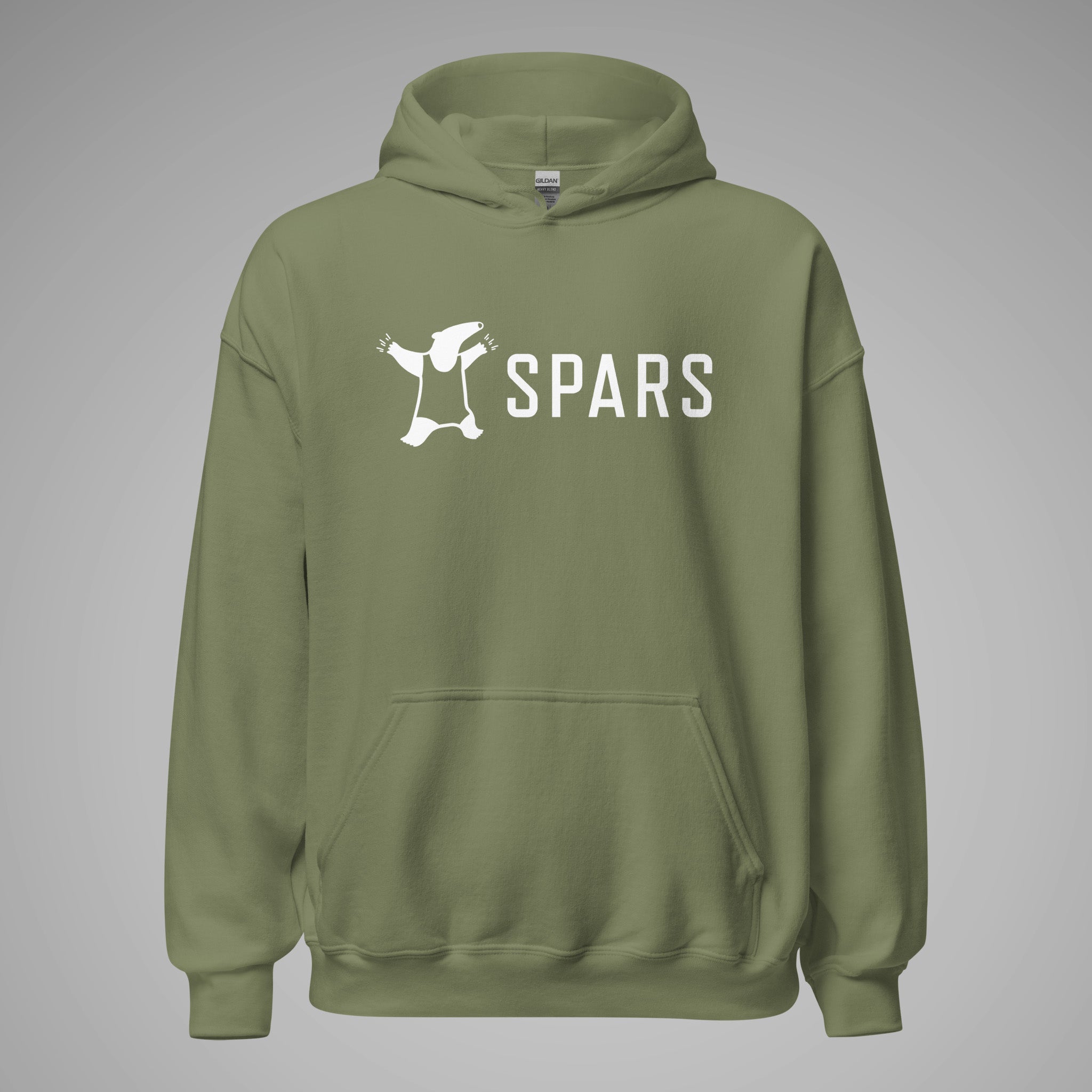 Basic Hoodie SPARS Logo Military Green front view 1