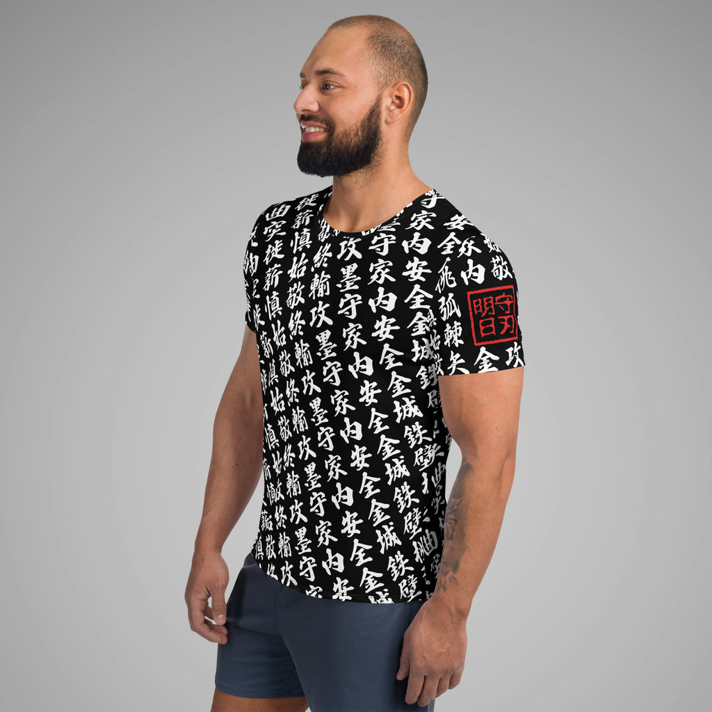 Men's Athletic Tee TOO MUCH KANJI Black/White Left View 1