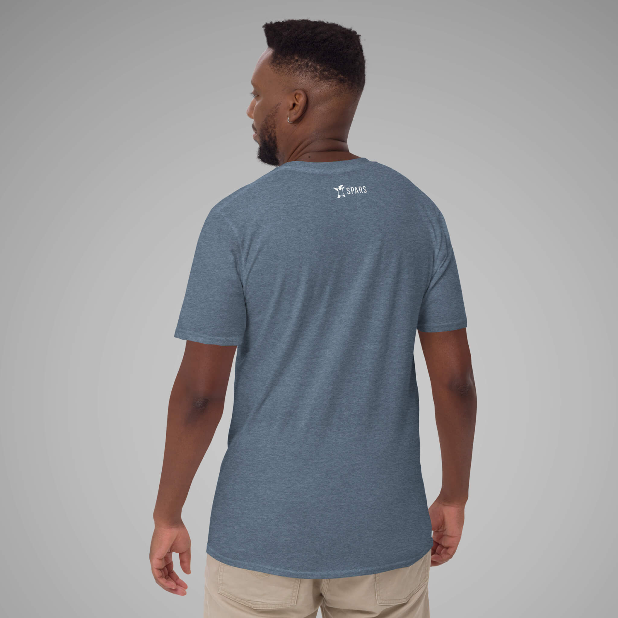 Men's BJJ KATAKANA Daily Tee in Heather Indigo Back 2