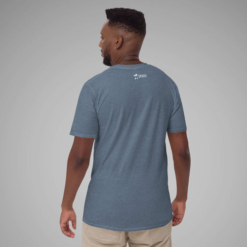 Men's BJJ KATAKANA Daily Tee in Heather Indigo Back 2