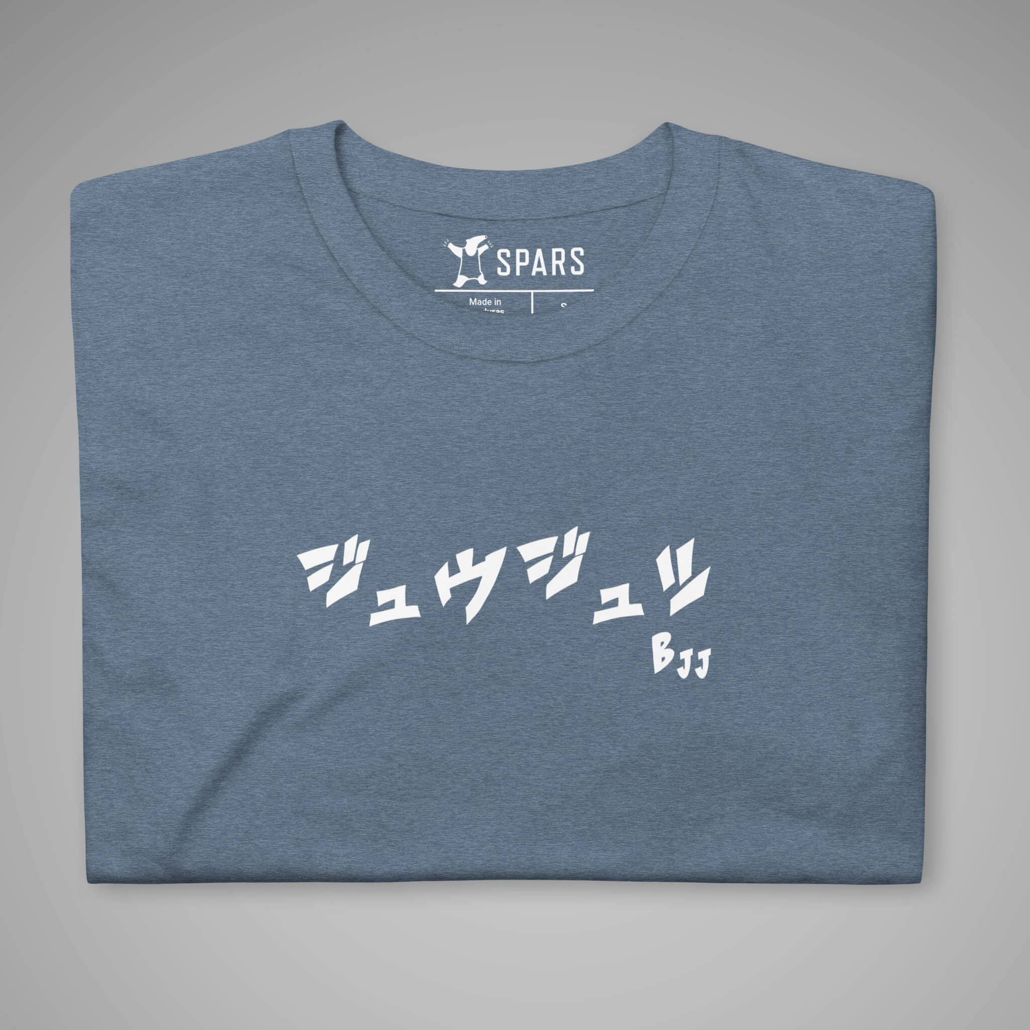 Men's BJJ KATAKANA Daily Tee in Heather Indigo Front 3