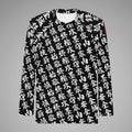 Men's BJJ Long Sleeve Rash Guard TOO MUCH KANJI Black/White Front view 1
