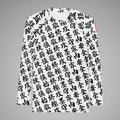 Men's BJJ Long Sleeve Rash Guard TOO MUCH KANJI White/Black Front view 1