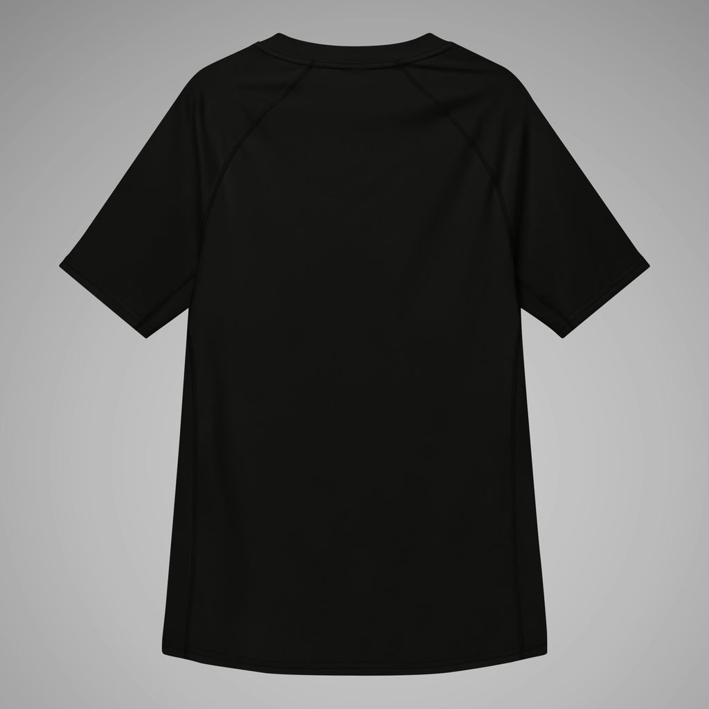 Men's BJJ Short Sleeve Rash Guard SPARS Logo Black Back View 1