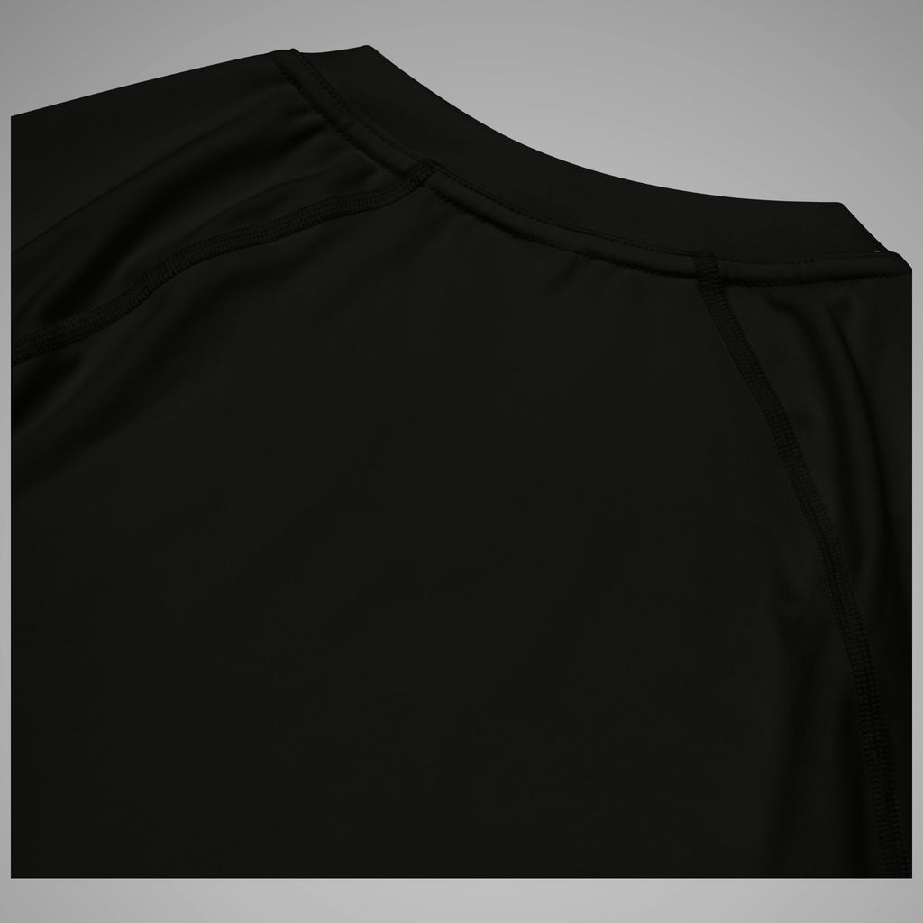 Men's BJJ Short Sleeve Rash Guard SPARS Logo Black Close-Up View 2