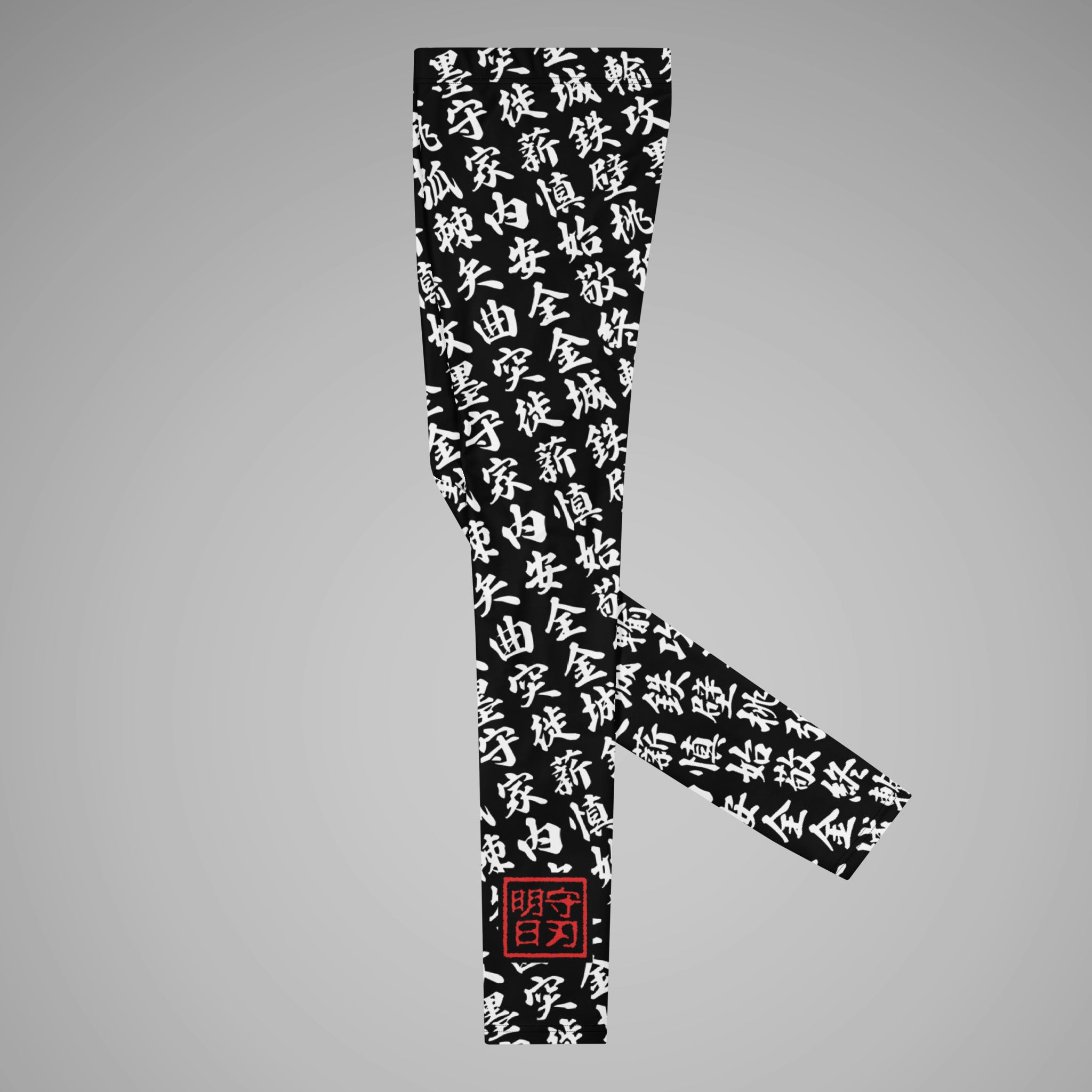 Men's BJJ Spats TOO MUCH KANJI Black/White Left view 1a