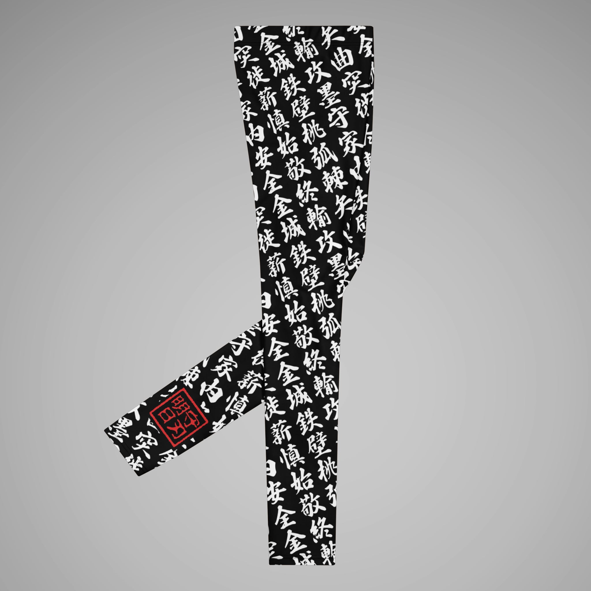 Men's BJJ Spats TOO MUCH KANJI Black/White Right view 1a