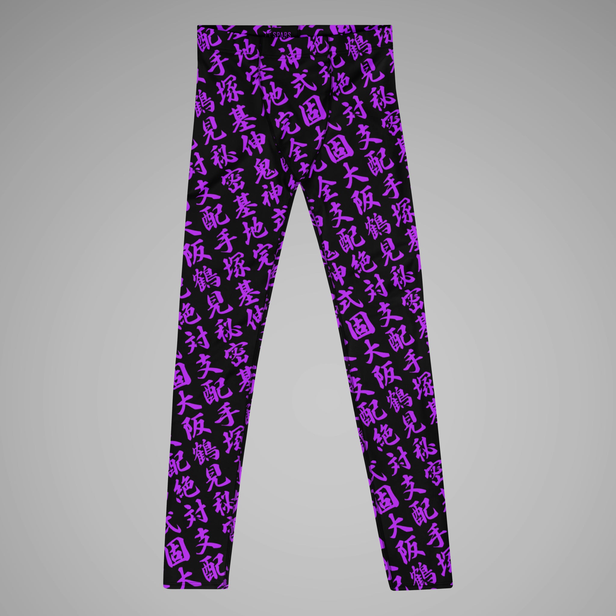 Men's BJJ Spats TOO MUCH KANJI SPARS MOTONOBU TEZUKA Black/Purple Front View 1