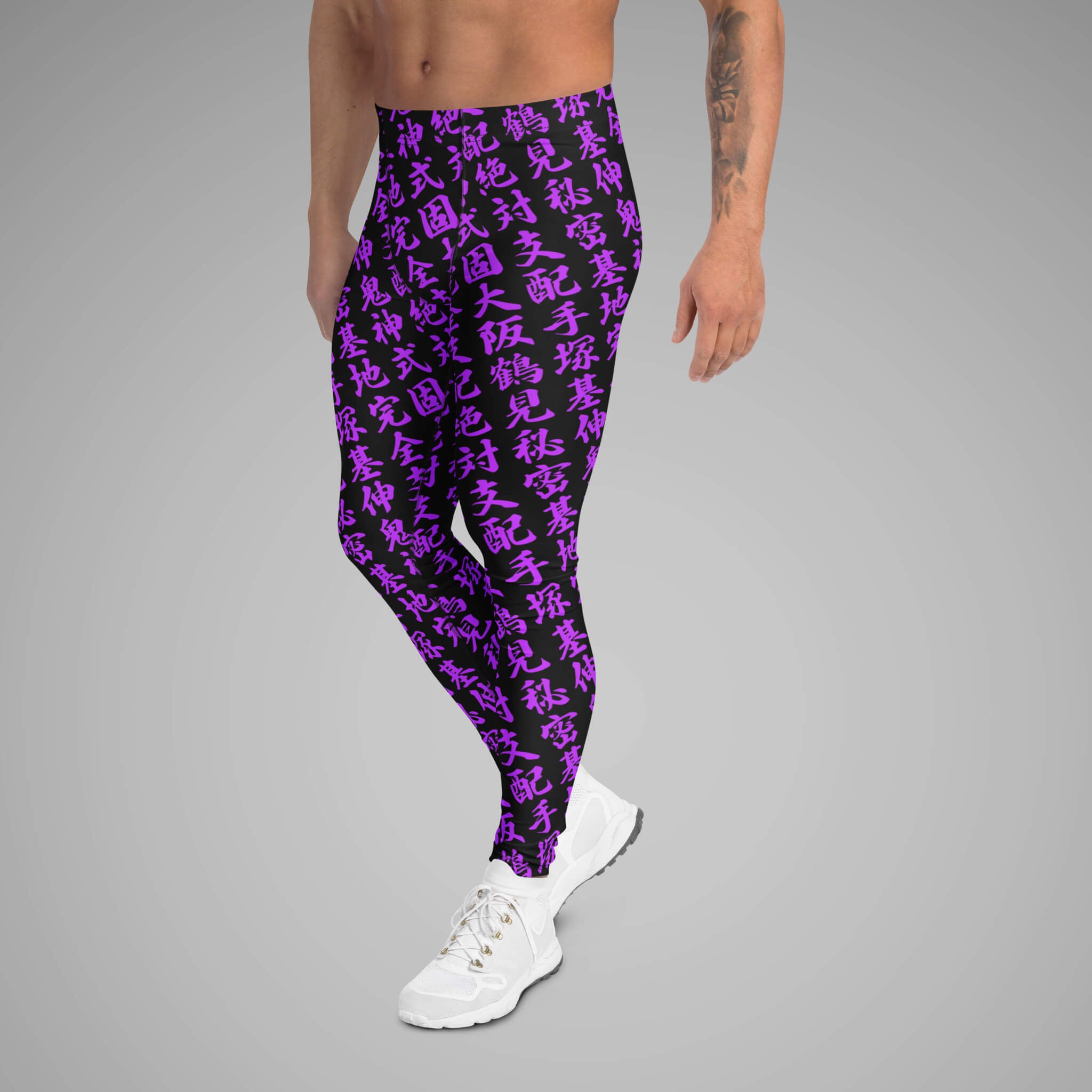 Men's BJJ Spats TOO MUCH KANJI SPARS MOTONOBU TEZUKA Black/Purple Left View 2