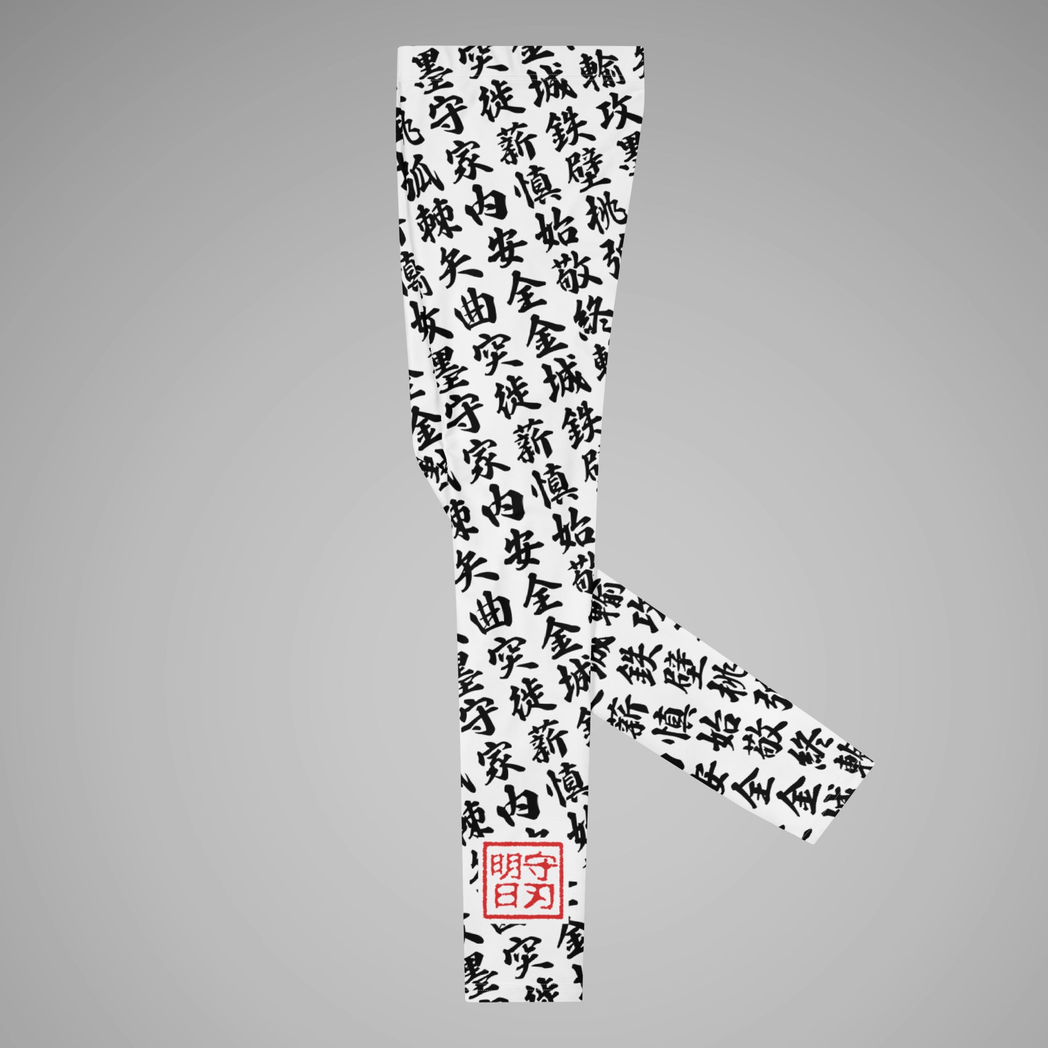 Men's BJJ Spats TOO MUCH KANJI White/Black Left View 1