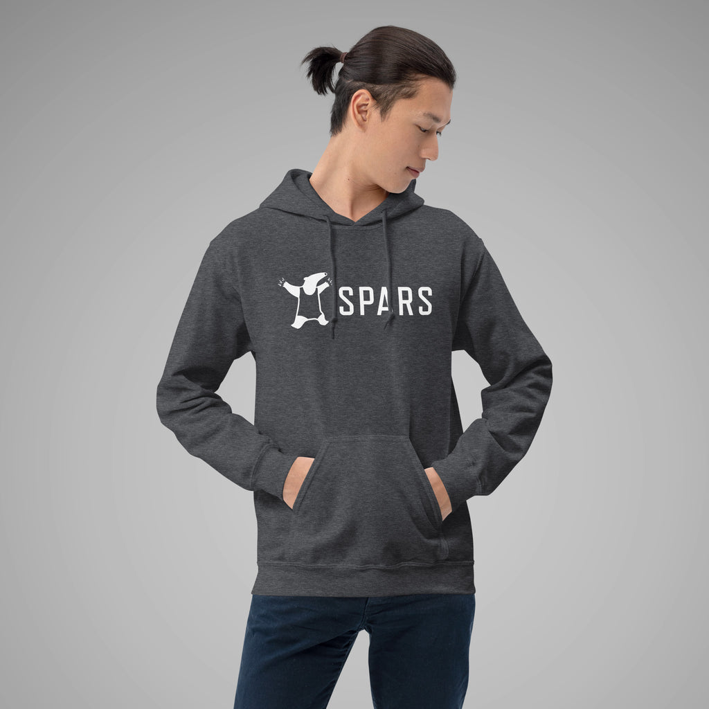 Men's Basic Hoodie SPARS Logo Dark Heather Front View 2