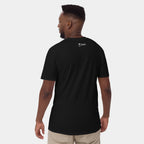 Men wearing the Men’s BJJ KATAKANA Daily Tee in Black, back view with SPARS neck logo