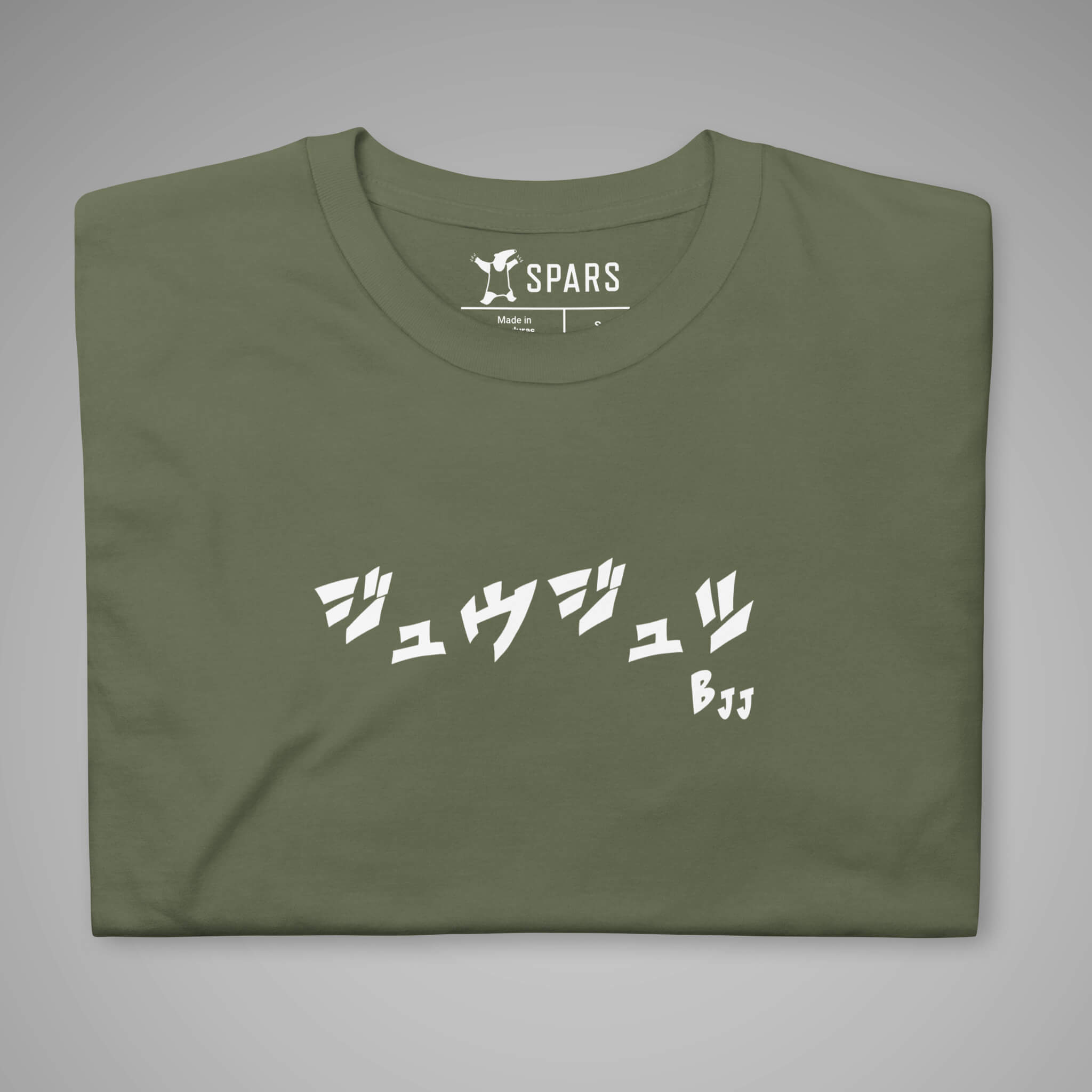 Men's BJJ KATAKANA Daily Tee Military Green Front 3