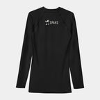 Men’s BJJ KATAKANA Long-Sleeve Rash Guard in Iron Black, back view with off-white SPARS upper-back logo