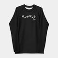 Men’s BJJ KATAKANA Long-Sleeve Rash Guard in Iron Black, front view with off-white Japanese katakana and BJJ chest print