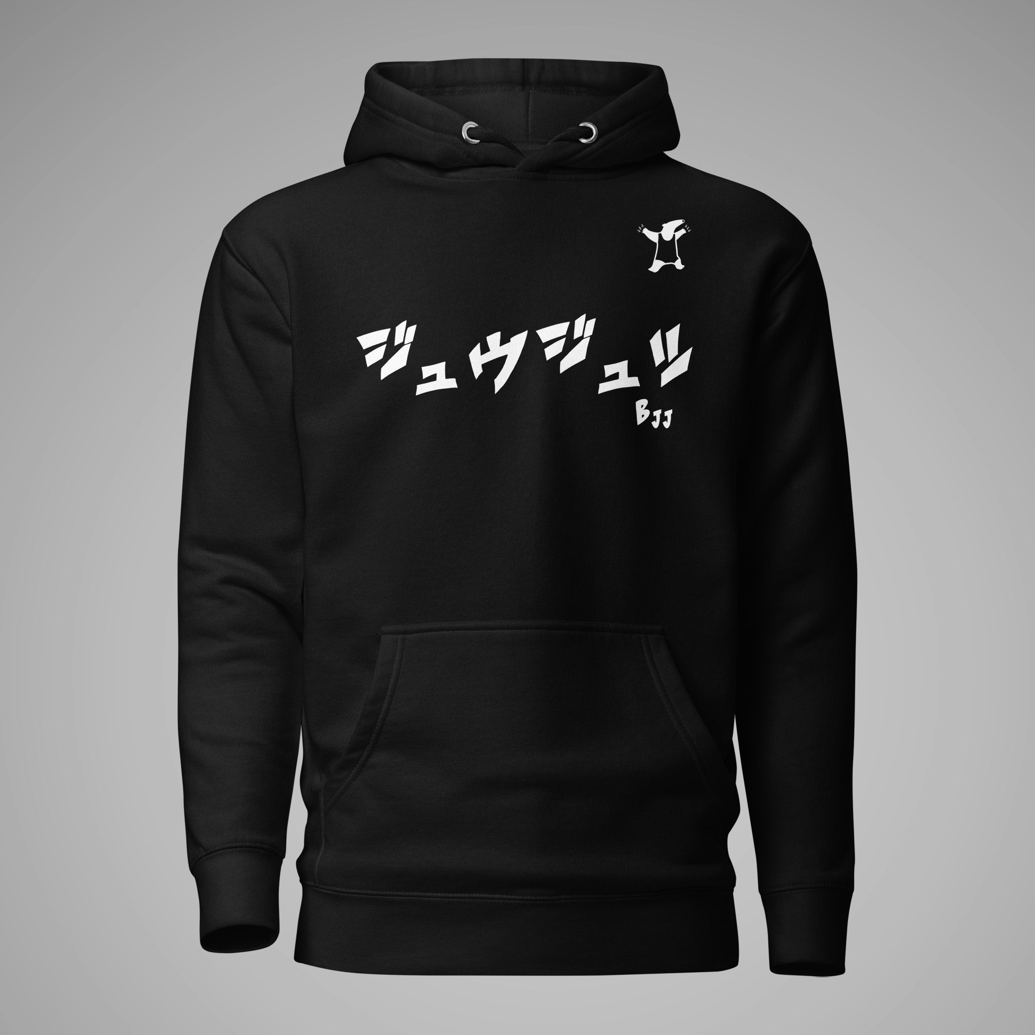 Premium Pullover Hoodie BJJ KATAKANA Black front view 1