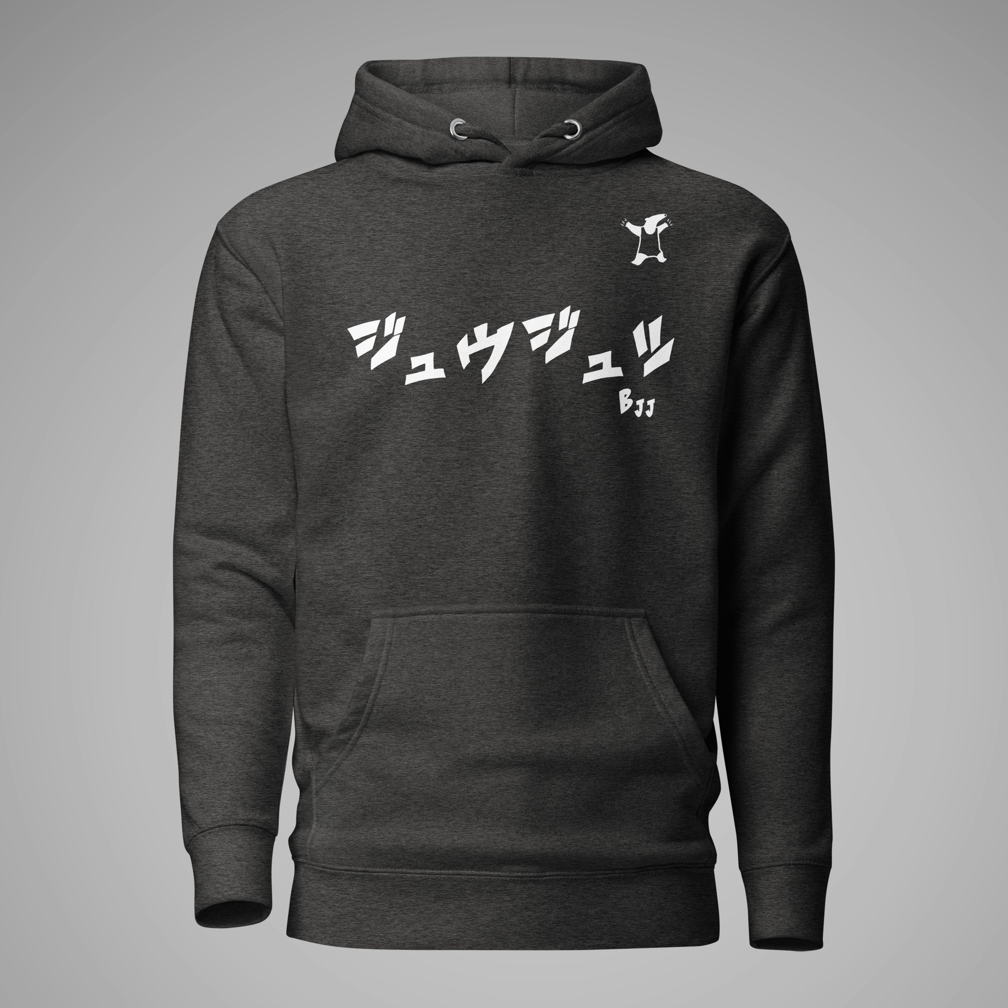 Premium Pullover Hoodie BJJ KATAKANA Charcoal Heather front view 1
