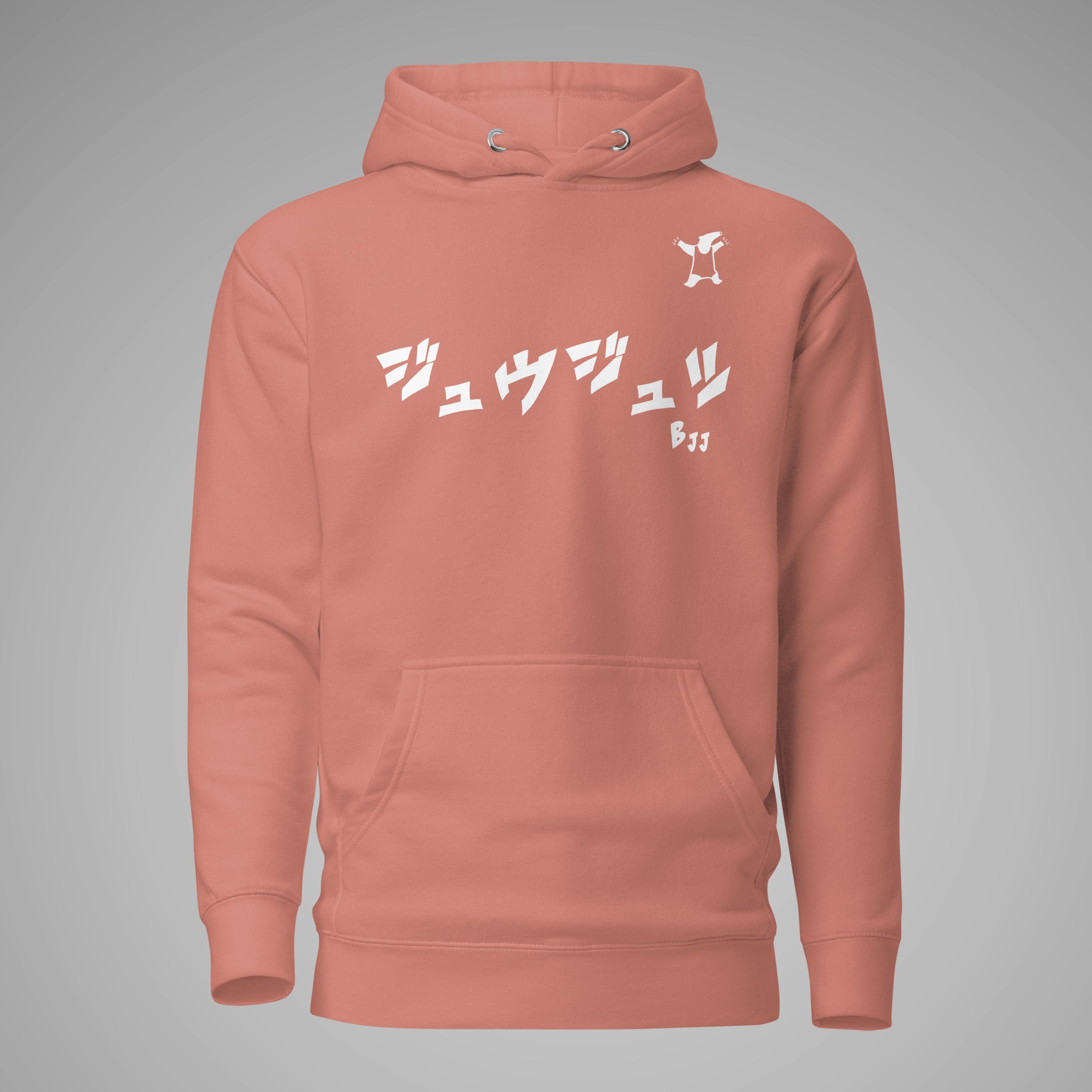 Premium Pullover Hoodie BJJ KATAKANA Dusty Rose front view 1