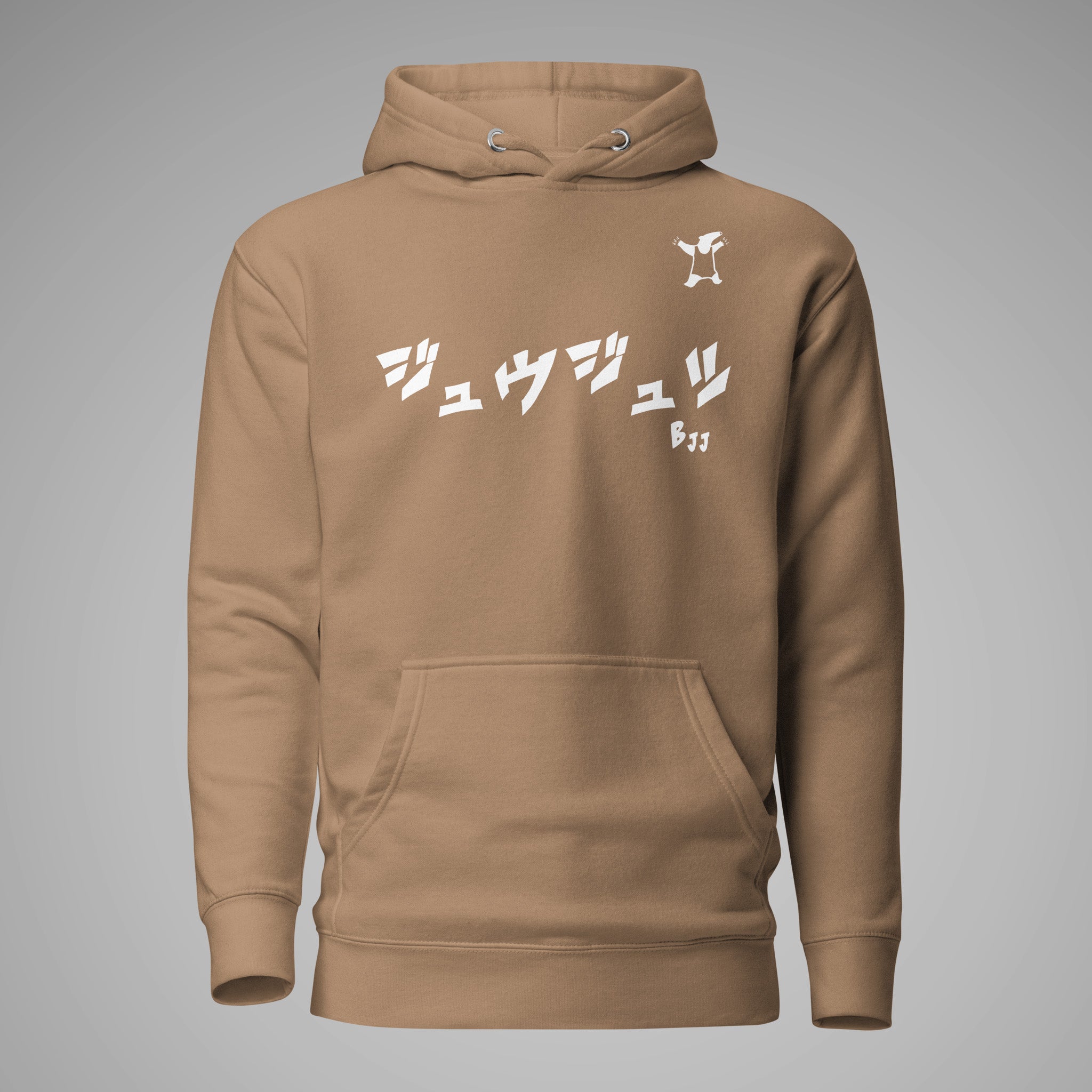 Premium Pullover Hoodie BJJ KATAKANA Latte front view 1