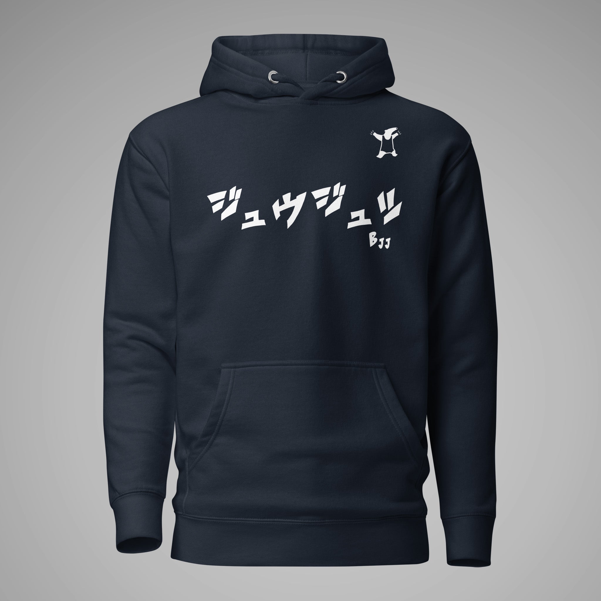 Premium Pullover Hoodie BJJ KATAKANA Navy Blazer front view 1
