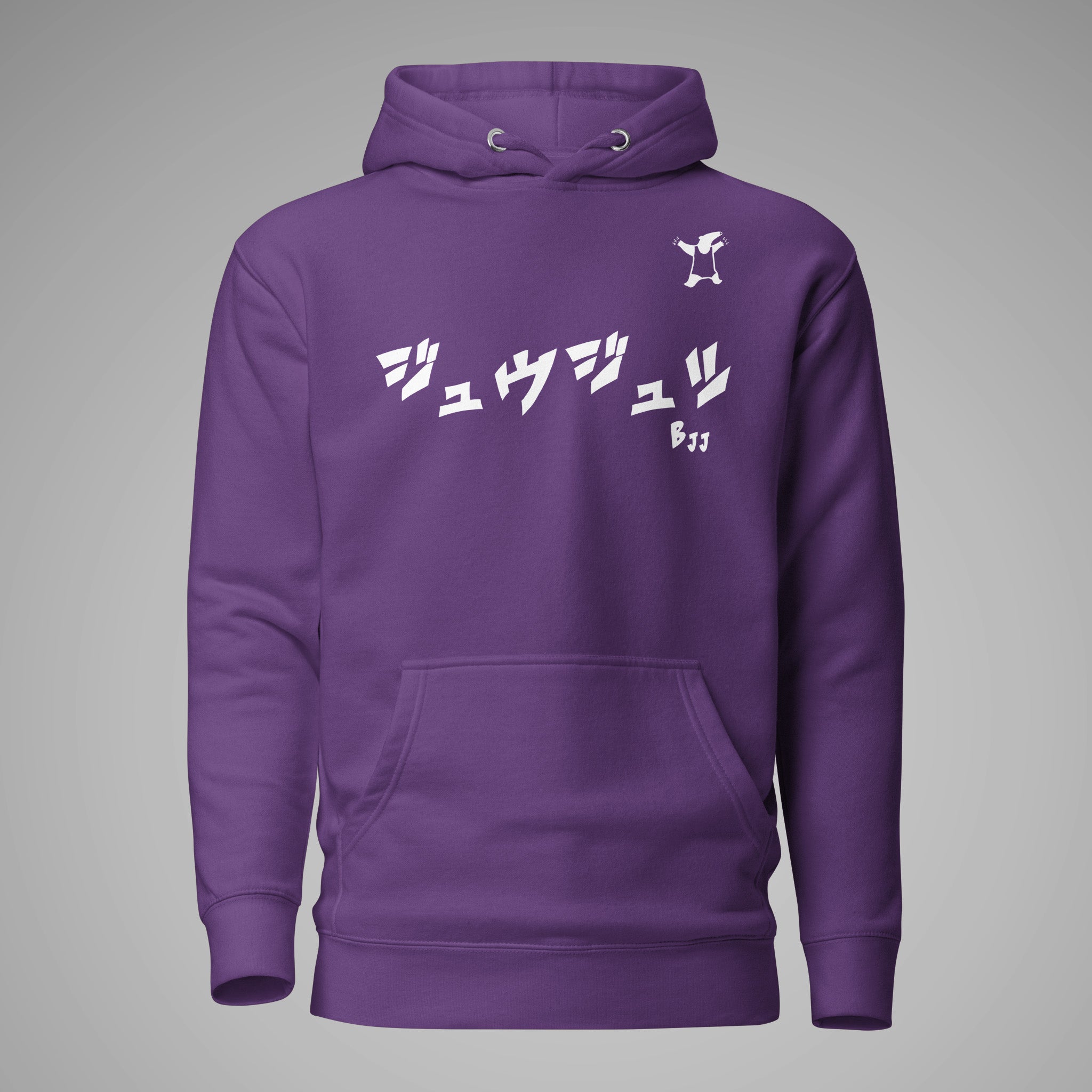 Premium Pullover Hoodie BJJ KATAKANA Purple front view 1