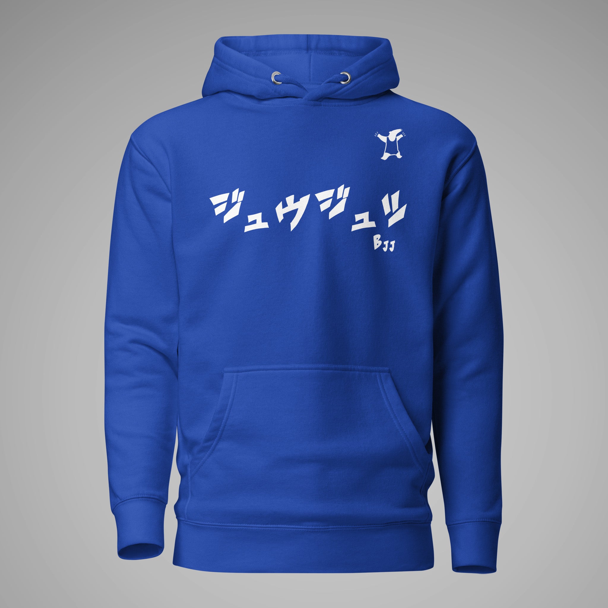 Premium Pullover Hoodie BJJ KATAKANA Team Royal front view 1
