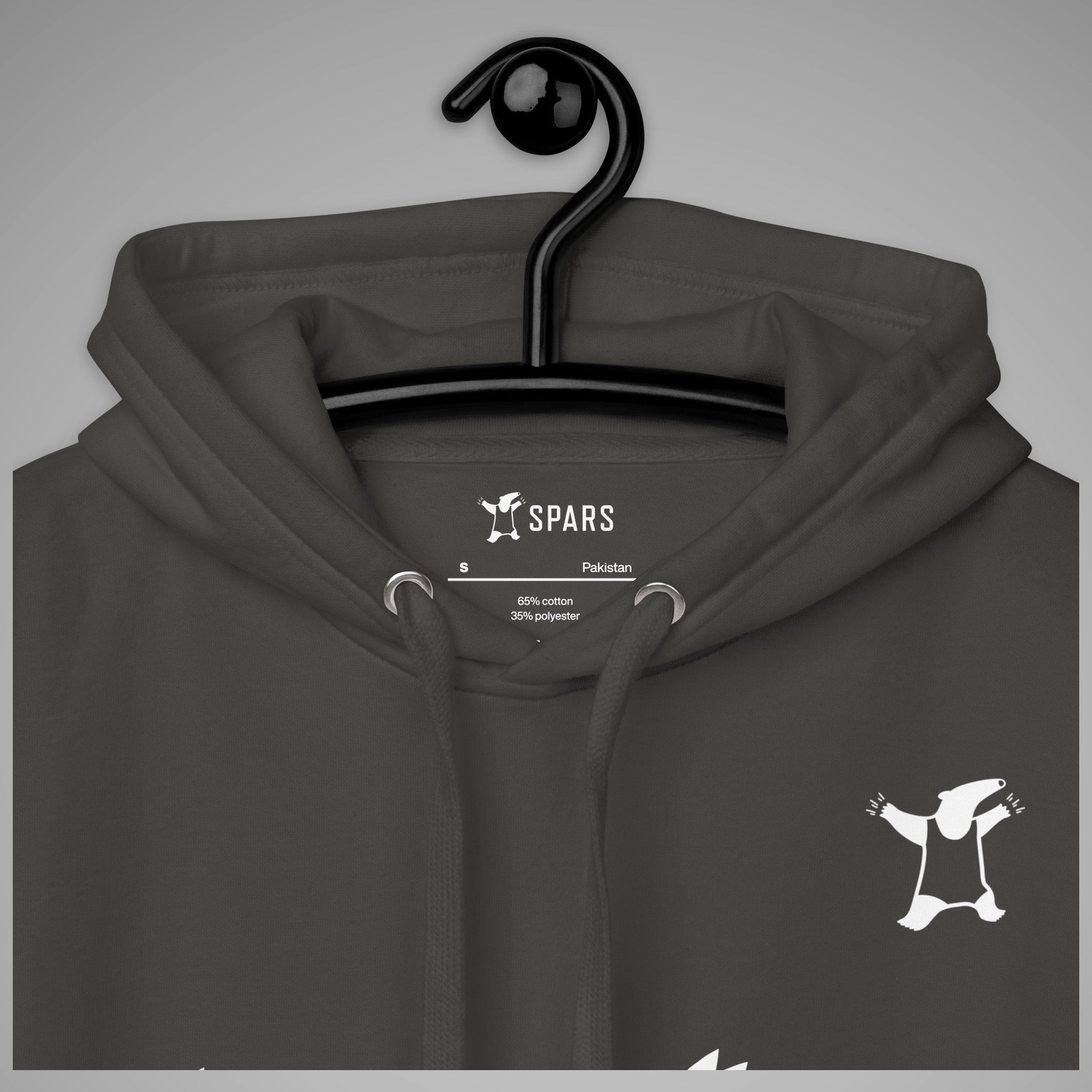 Premium Pullover Hoodie BJJ KATAKANA Vintage Black 
Texture Close-up View 2a