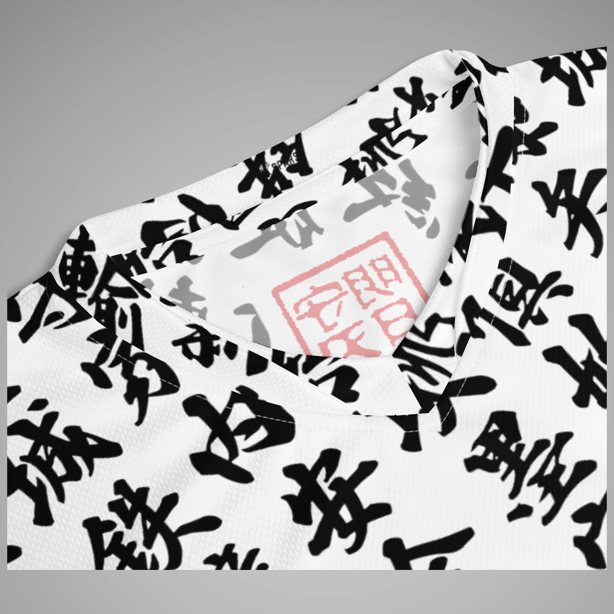 Sports Jersey TOO MUCH KANJI White/Black Fabric Texture Close-Up 1