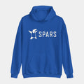 SPARS Logo Daily Hoodie, unisex, in royal blue with an off-white anteater logo and SPARS wordmark across the chest