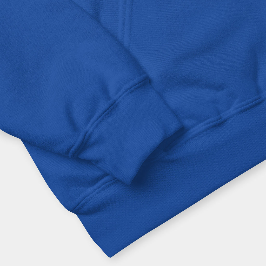 SPARS Logo Daily Hoodie, unisex, in royal blue, close-up of the ribbed cuff and waistband