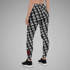 Women's  BJJ Leggings TOO MUCH KANJI Black/White Back View 1