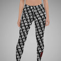 Women's  BJJ Leggings TOO MUCH KANJI Black/White Front View 2