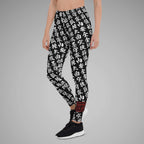 Women's  BJJ Leggings TOO MUCH KANJI Black/White Left View 1