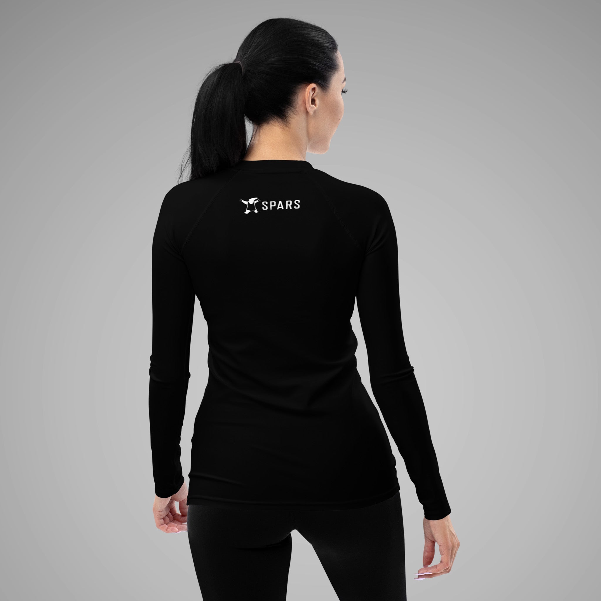 Women's BJJ Long Sleeve Rash Guard - BJJ KATAKANA_Black_Back_2