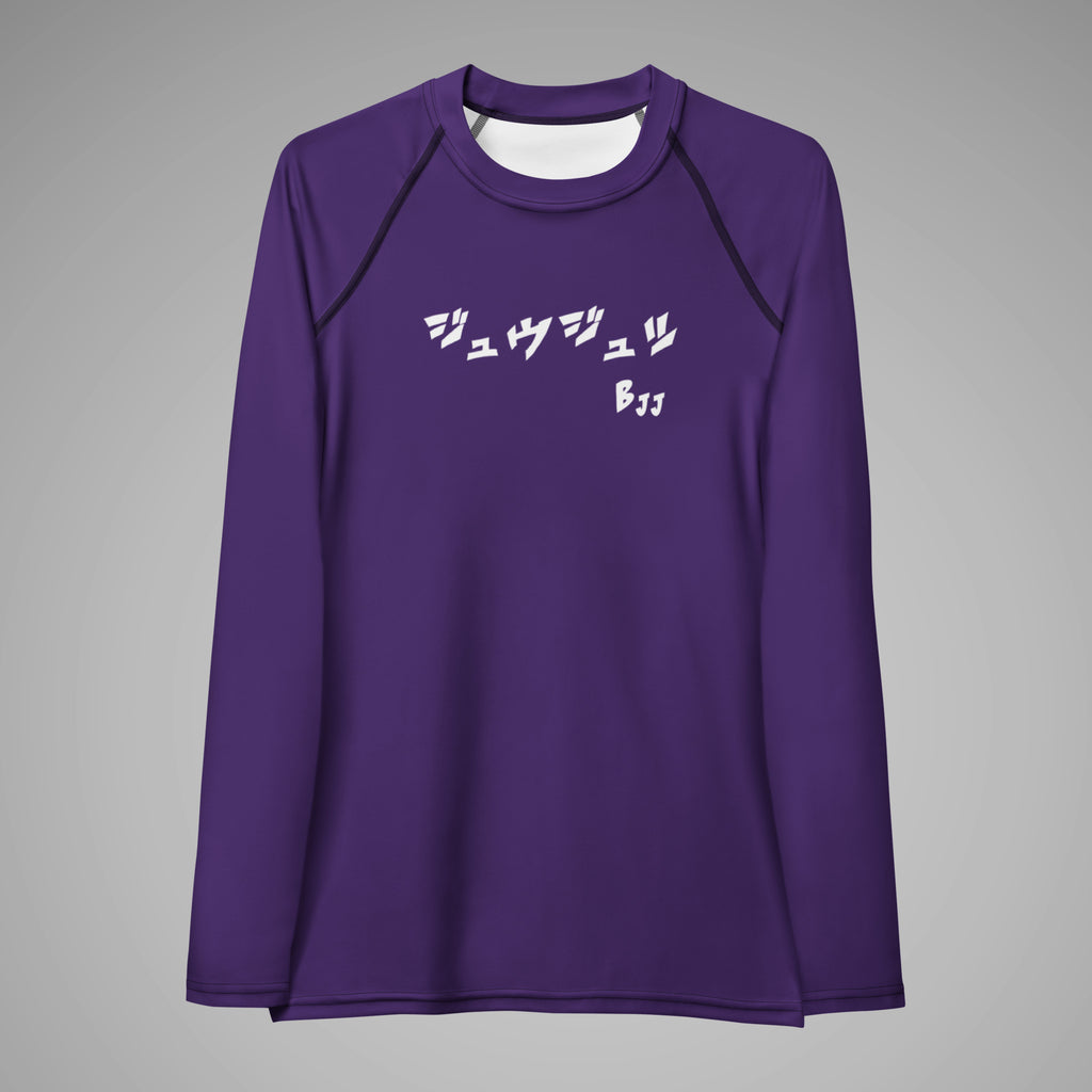 Women's BJJ Long Sleeve Rash Guard - BJJ KATAKANA_Purple_Front_1
