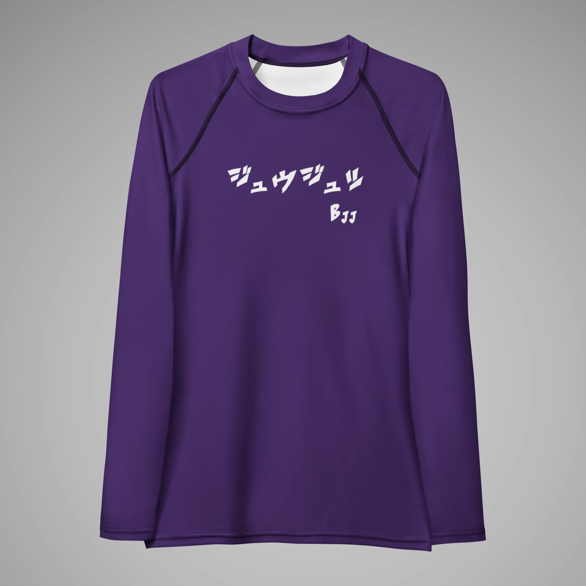 Women's BJJ Long Sleeve Rash Guard - BJJ KATAKANA_Purple_Front_1