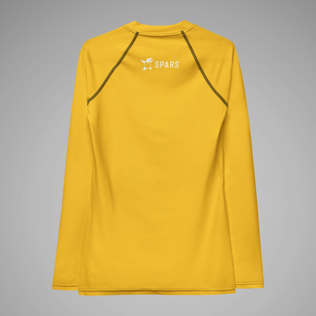 Women's BJJ Long Sleeve Rash Guard - BJJ KATAKANA_Yellow_Back_1