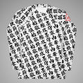 Women's BJJ Long Sleeve Rash Guard TOO MUCH KANJI White/Black Front view 1