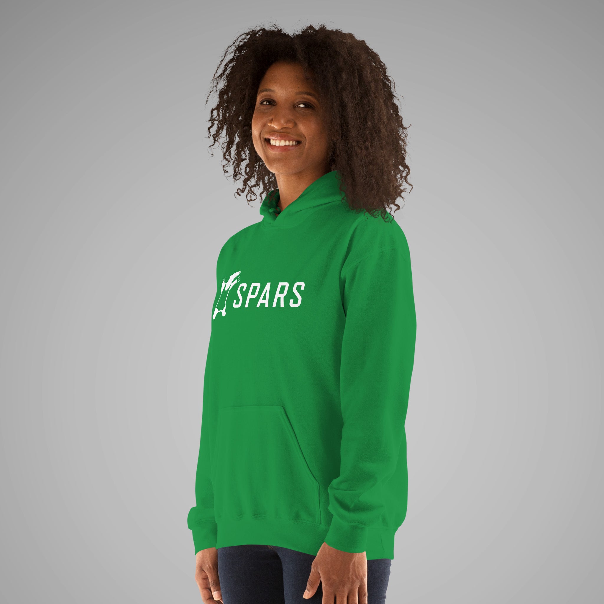 Women's Basic Hoodie SPARS Logo Irish Green Left Front view 1