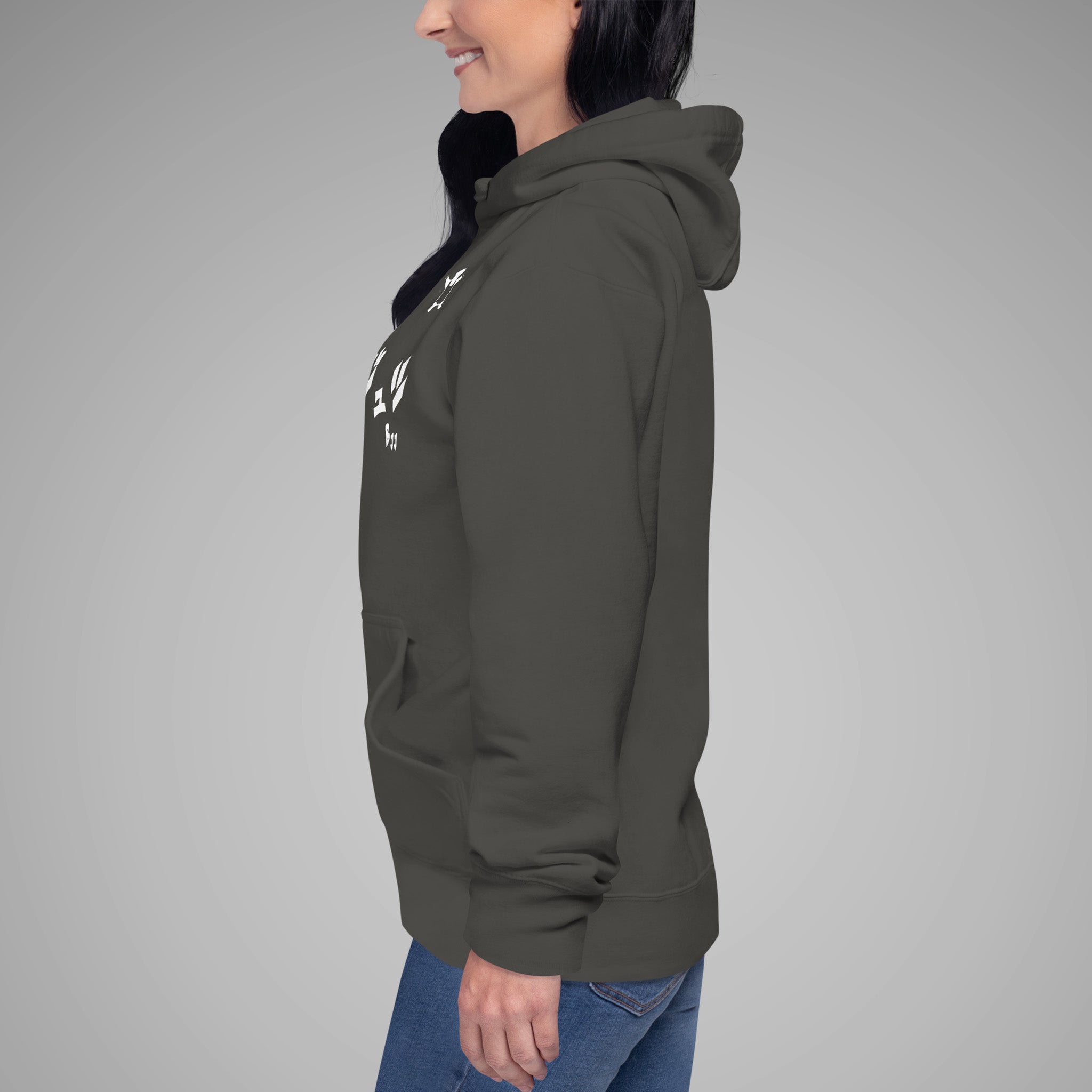 Women's Premium Pullover Hoodie BJJ KATAKANA Vintage Black Left view 2