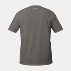 Women’s BJJ KATAKANA Daily Tee in Charcoal, back view with white SPARS neck logo