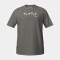 Women’s BJJ KATAKANA Daily Tee in Charcoal, front view with white BJJ katakana chest design