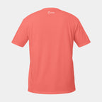 Women’s BJJ KATAKANA Daily Tee in Coral Silk, back view with white SPARS neck logo