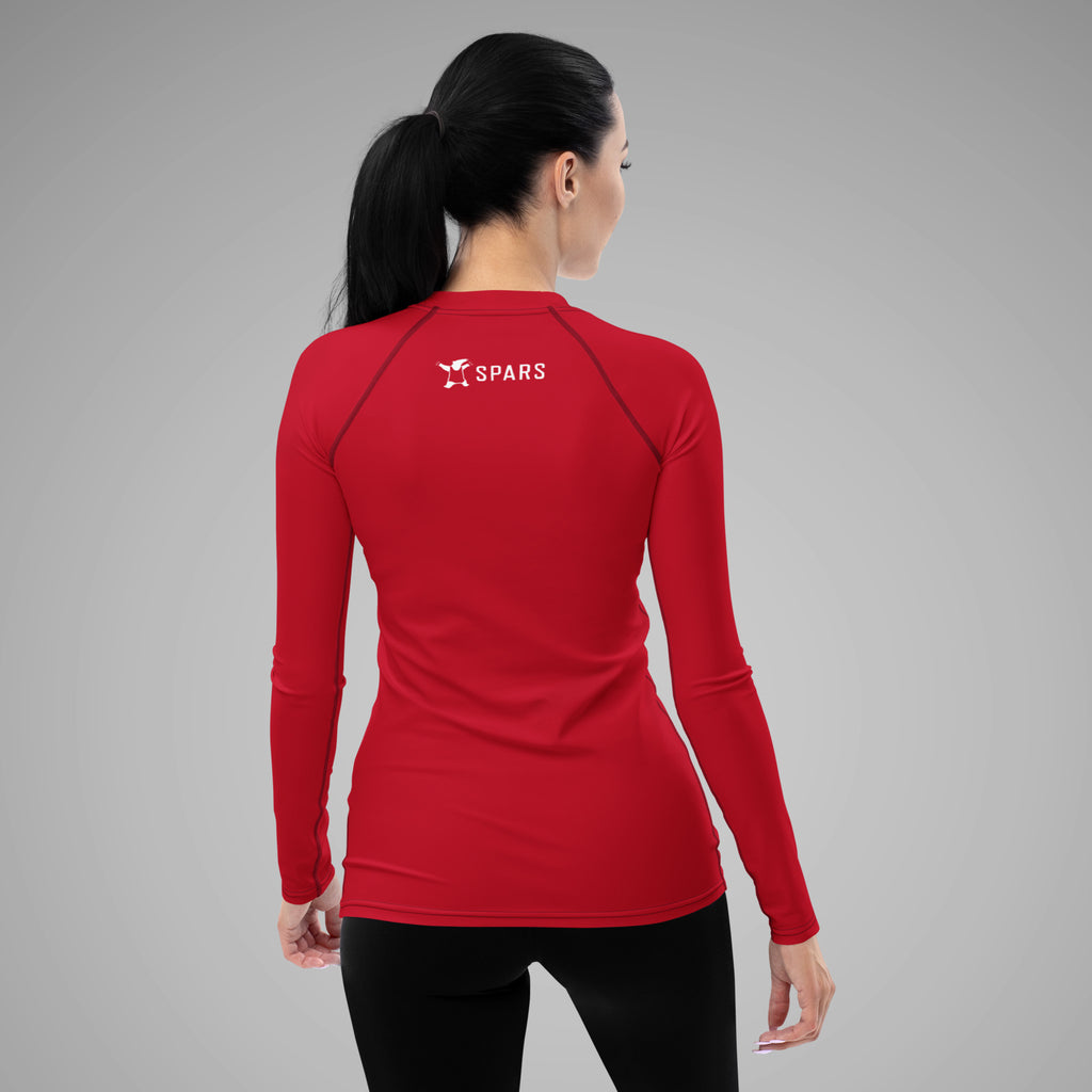 Women's BJJ Long Sleeve Rash Guard - BJJ KATAKANA_Red_Back_2