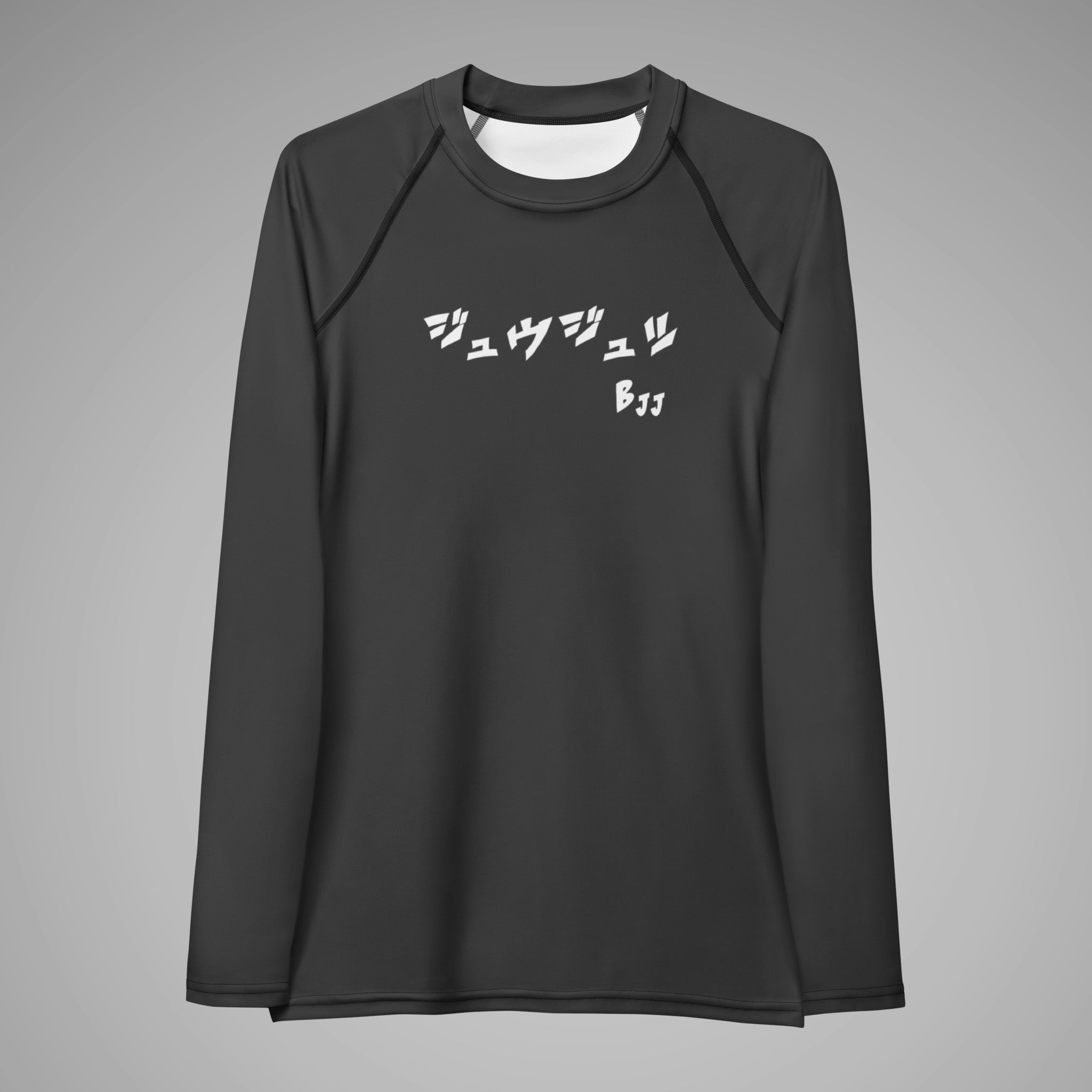 Women's BJJ Long Sleeve Rash Guard - BJJ KATAKANA_Eclipse_Front_1