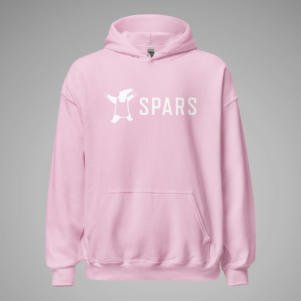 men_women_unisex_SPARS_SPARS_Logo_Basic_Hoodie_light_pink_front_view_1